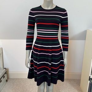 Striped skater sweater dress.
